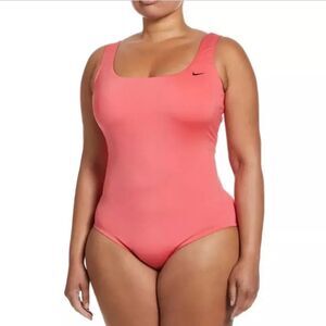 Nike Nessa Essential U Back One Piece Swimsuit Sea Coral Pink NEW